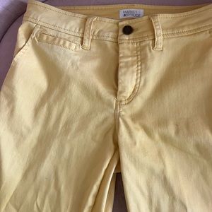 Yellow cotton stretch anklet pants